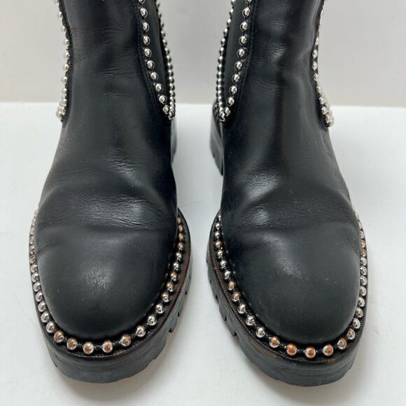Alexander Wang Black Leather Chelsea Ankle Boots Rivets Accent EUR 37 Spain - Picture 5 of 14